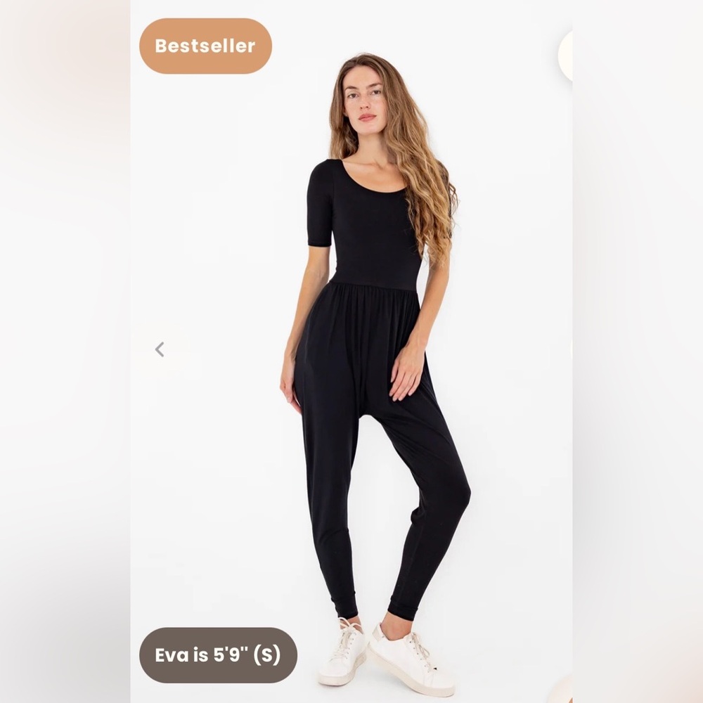 Imbodhi Bōdhi Jumper Midnight Black Scoop Neck Short Sleeve Jumpsuit M Medium